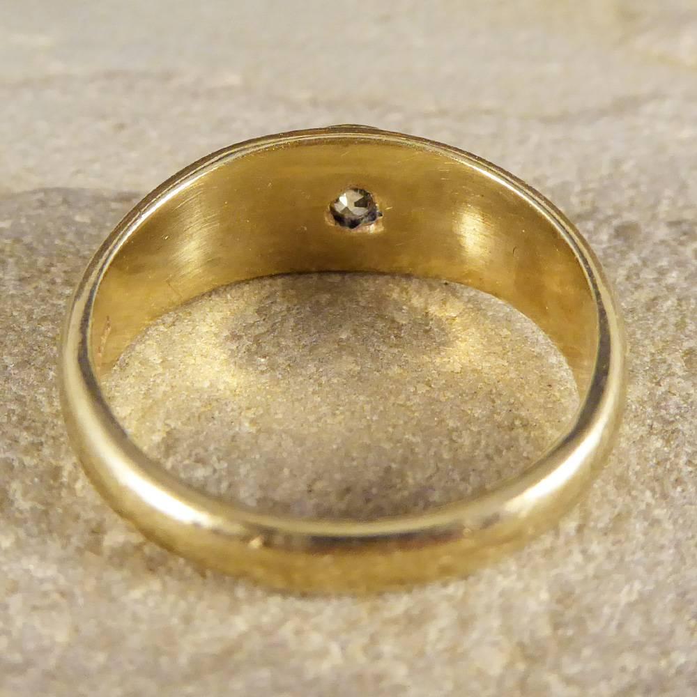 Women's or Men's Modern Yellow Diamond Ring in 9 Carat Gold