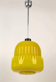 Modern Yellow Glass, Globe Pendant from the 1960s