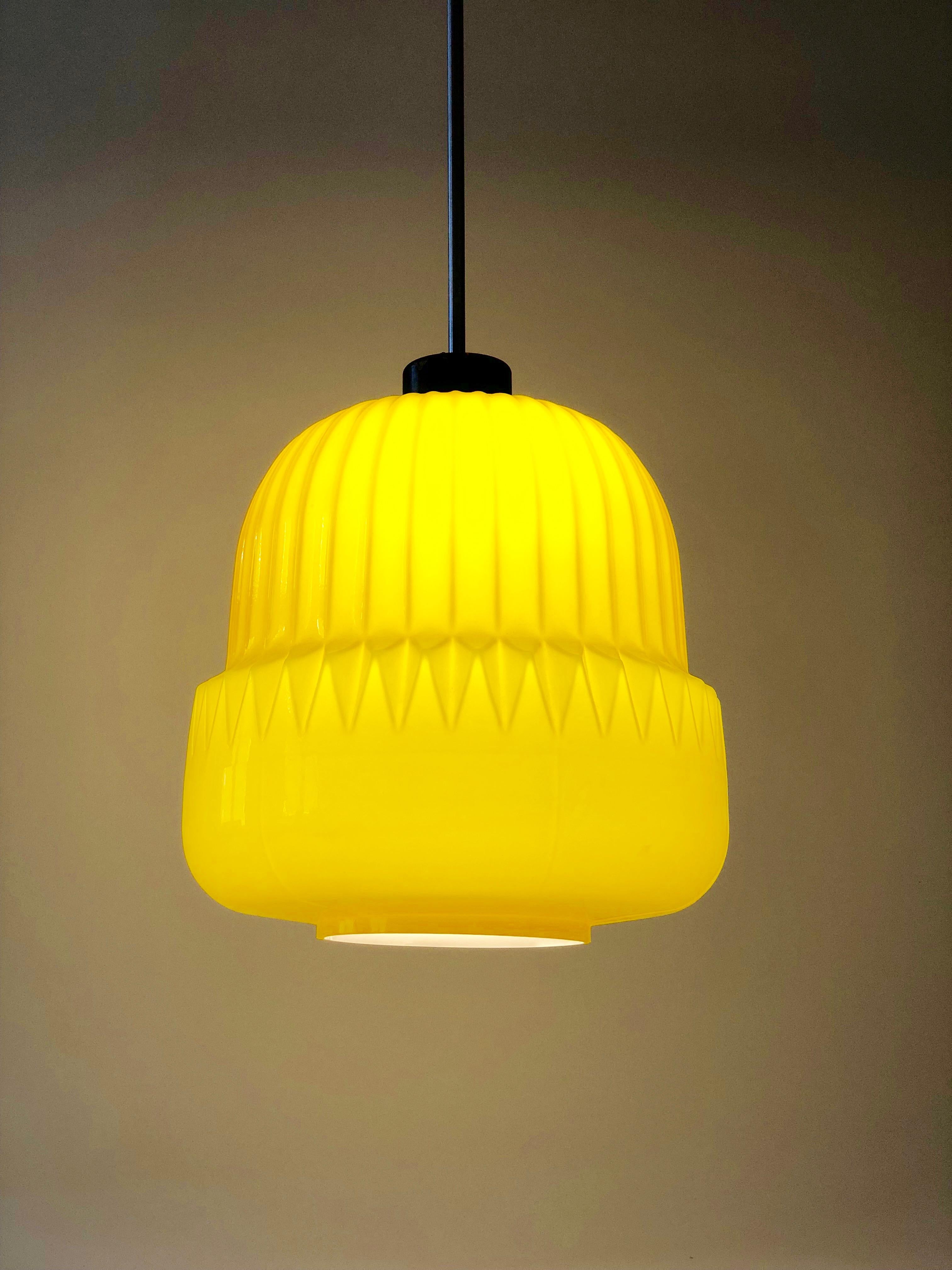 Mid-20th Century Modern Yellow Glass, Globe Pendant from the 1960s For Sale