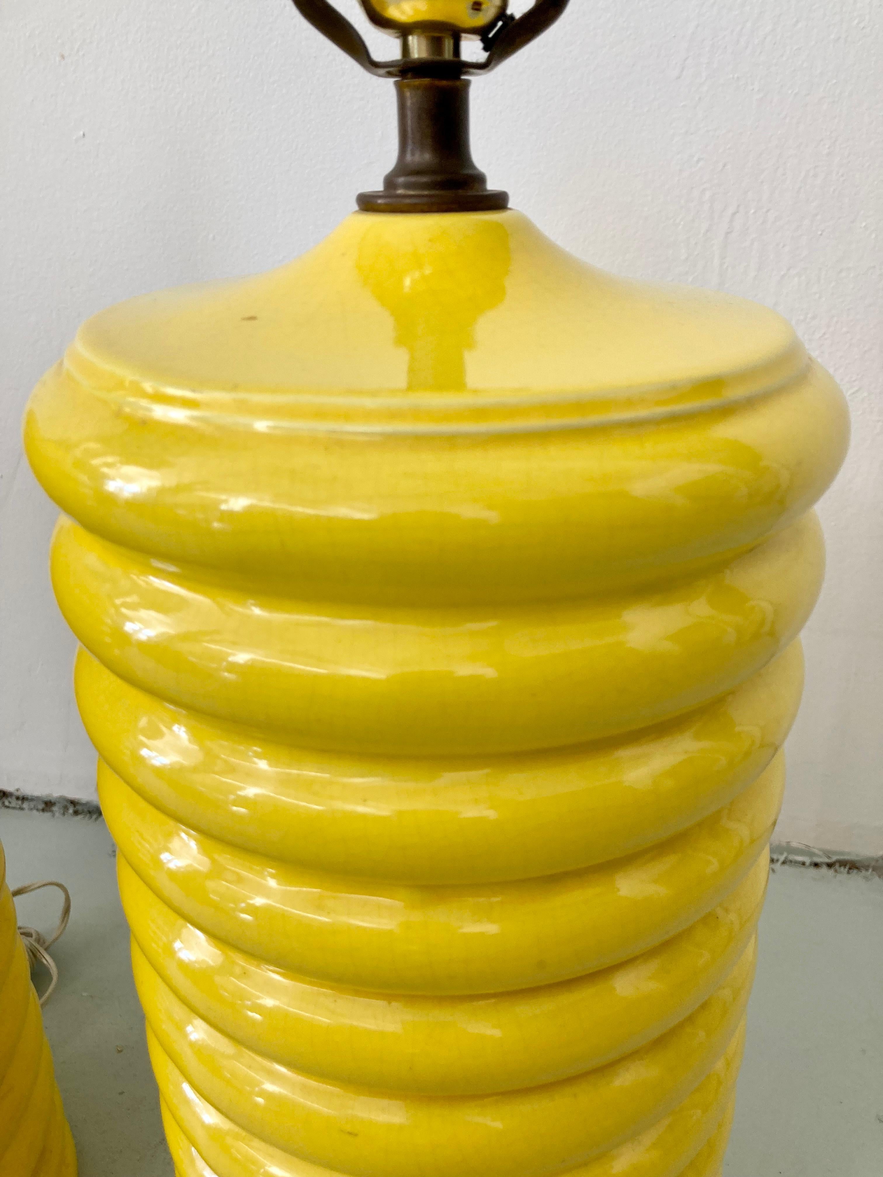 Modern Yellow Glazed Ceramic Table Lamps, a Pair 4