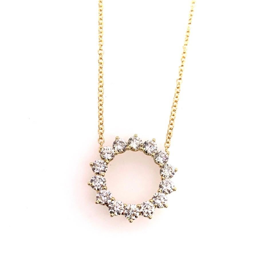 Colgante Artesanal de Oro Amarillo Moderno con Diamante Brillante Redondo Natural de 1,28 Quilates en Excelente estado para la venta en Los Angeles, CA