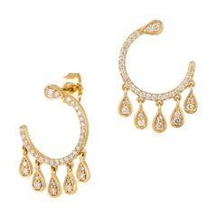Pendientes modernos de oro amarillo de 18 quilates con diamantes para ella