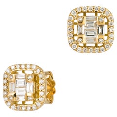 Orecchini moderni in oro giallo 18K con diamante per lei