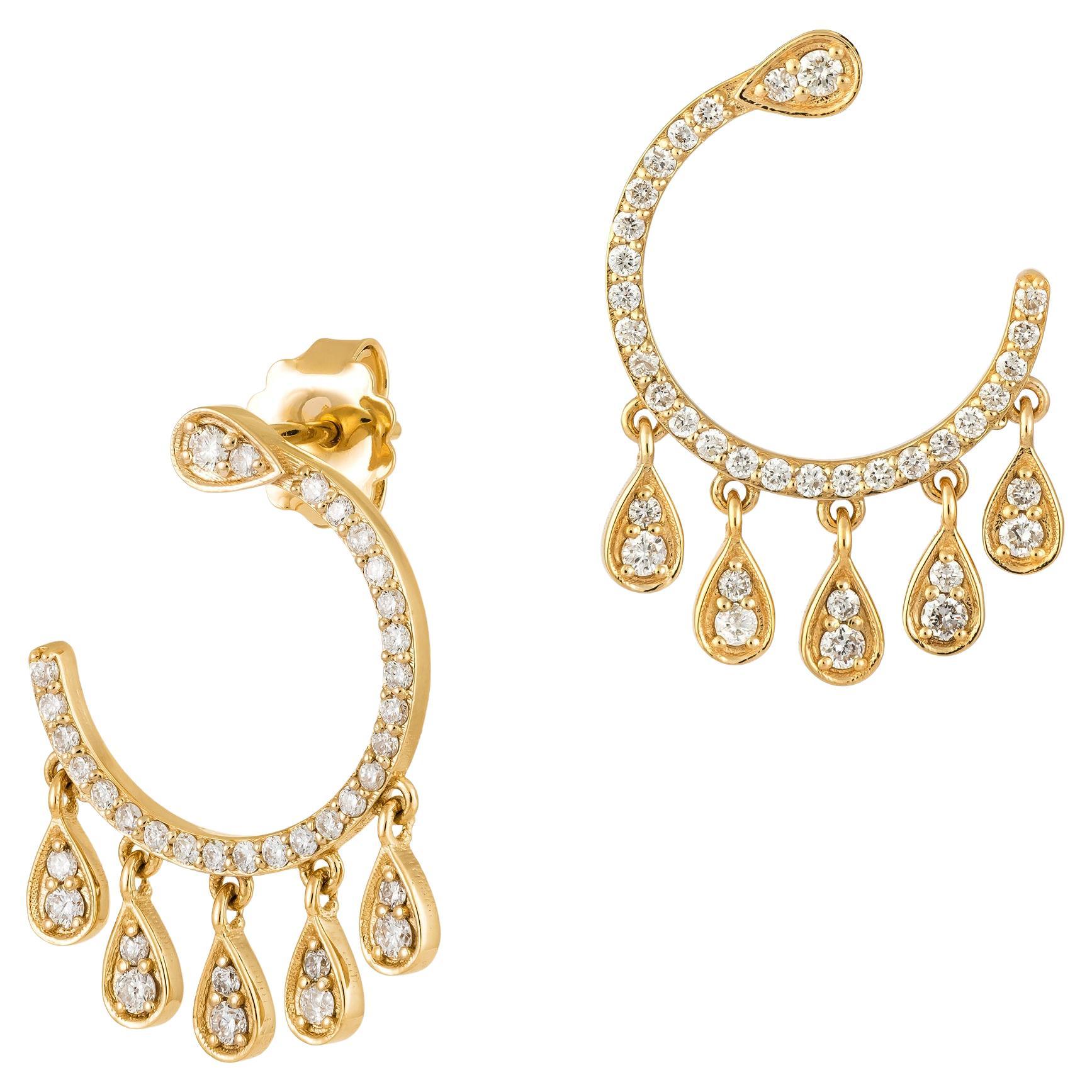 Moderne 18 Karat Gelbgold Ohrringe mit Diamanten für sie