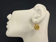 Modern Yellow Gold Green Peridot and Citrine Quartz Statement Earrings
