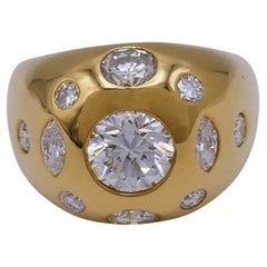 Modern Yellow Gold Inlay Diamond Dome Ring Modern Yellow Gold Inlay Diamond Dome Ring
