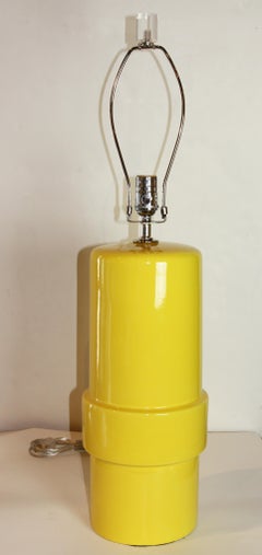 Modern Yellow Lamp with Lucite Finial