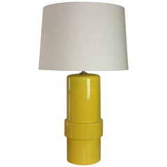 Modern Yellow Lamp with Lucite Finial