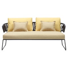 Modernes gelbes Sofa für draußen oder Indoor aus Metall und Corde, 21.