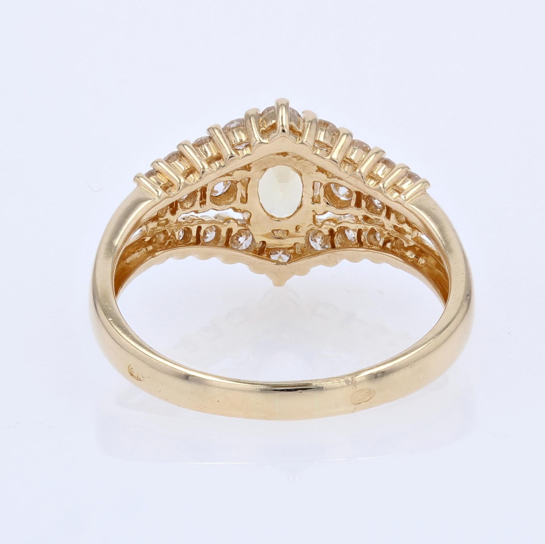 Modern Yellow Sapphire Diamonds 18 Karat Yellow Gold Ring For Sale 11