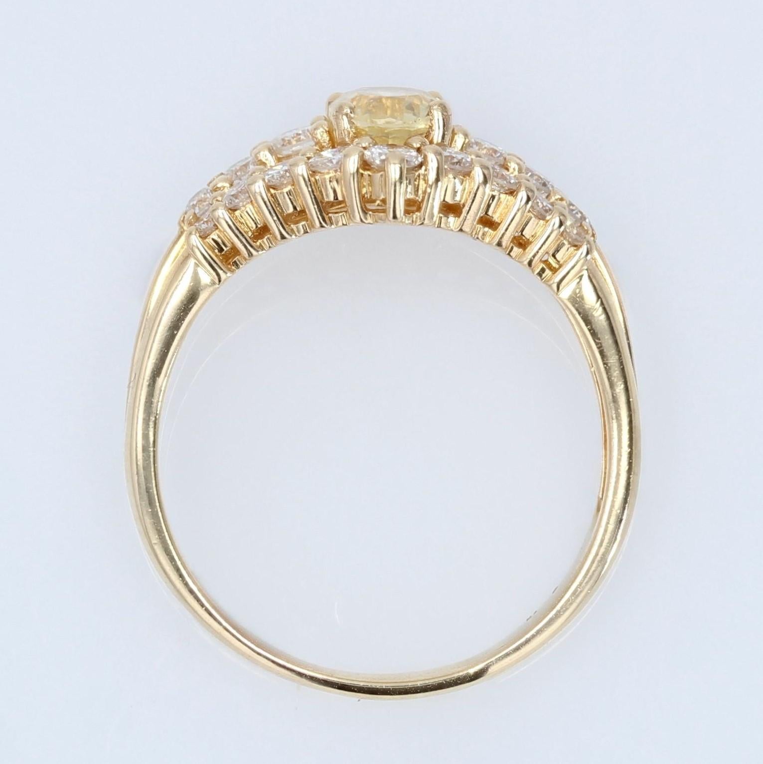 Modern Yellow Sapphire Diamonds 18 Karat Yellow Gold Ring For Sale 13