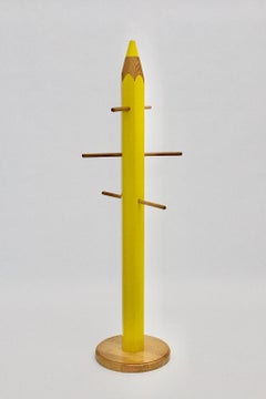 Modern Yellow Vintage Beech Coat Rack / Cloth Hanger, 1980s
