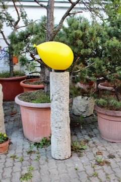 Modern Yellow Vintage Plastic Balloon Lamp Flush Mount Yves Christin Italy 1980s