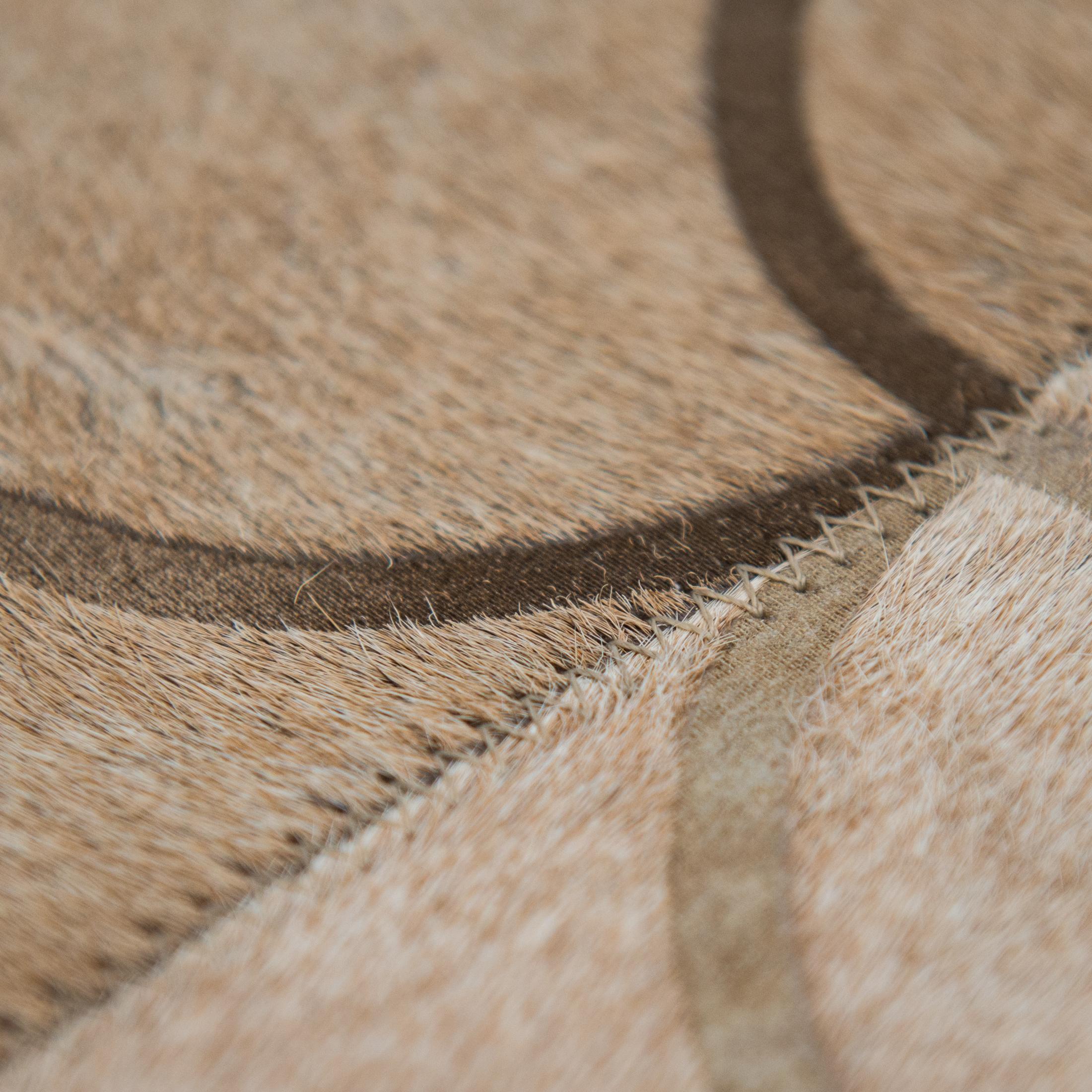 Argentine Scallop crescent pattern Customizable Luneta Cowhide Area Floor Rug Medium  For Sale