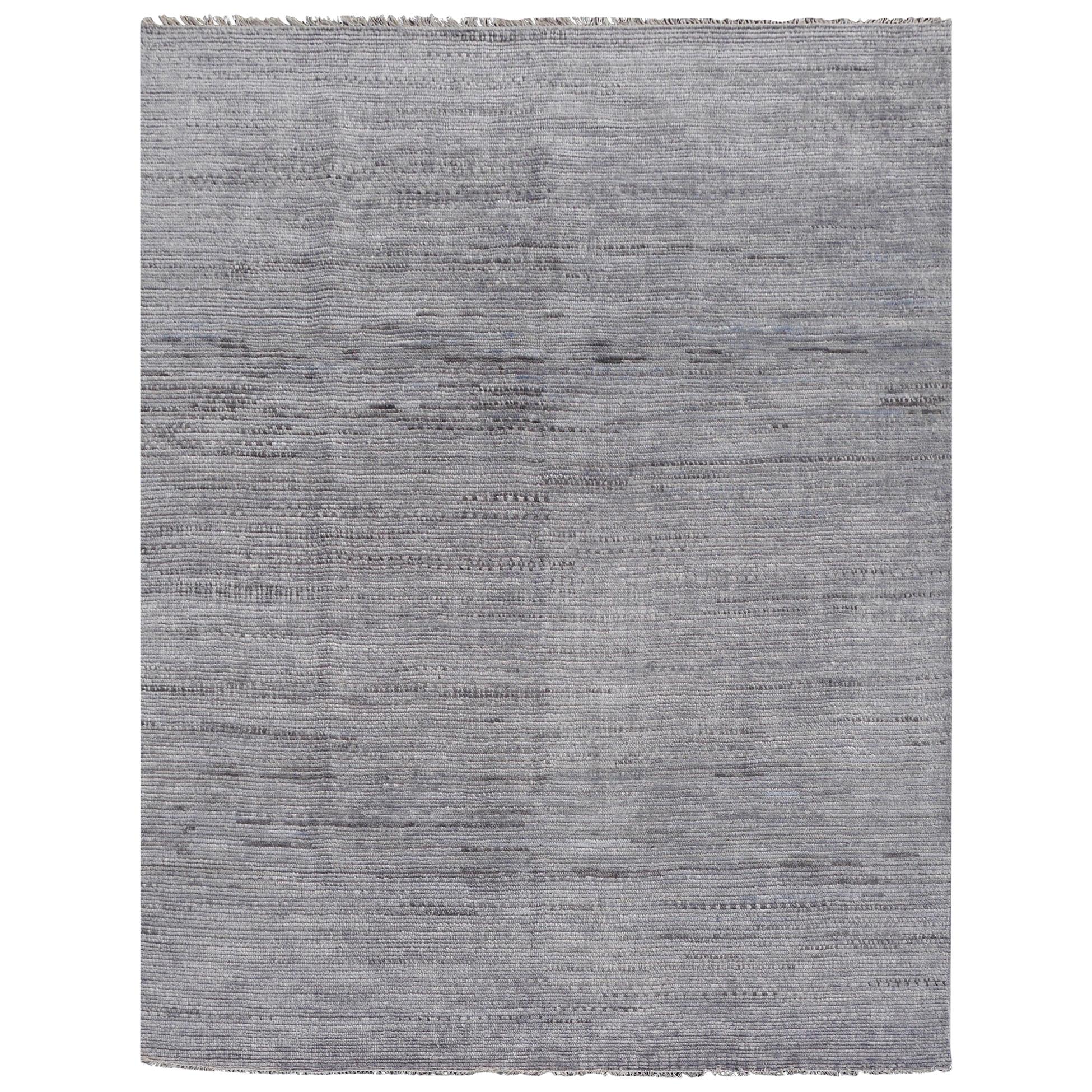 Modern Zagora Rug Wool Hand Knotted Gray and light Blue Moroccan Design Style