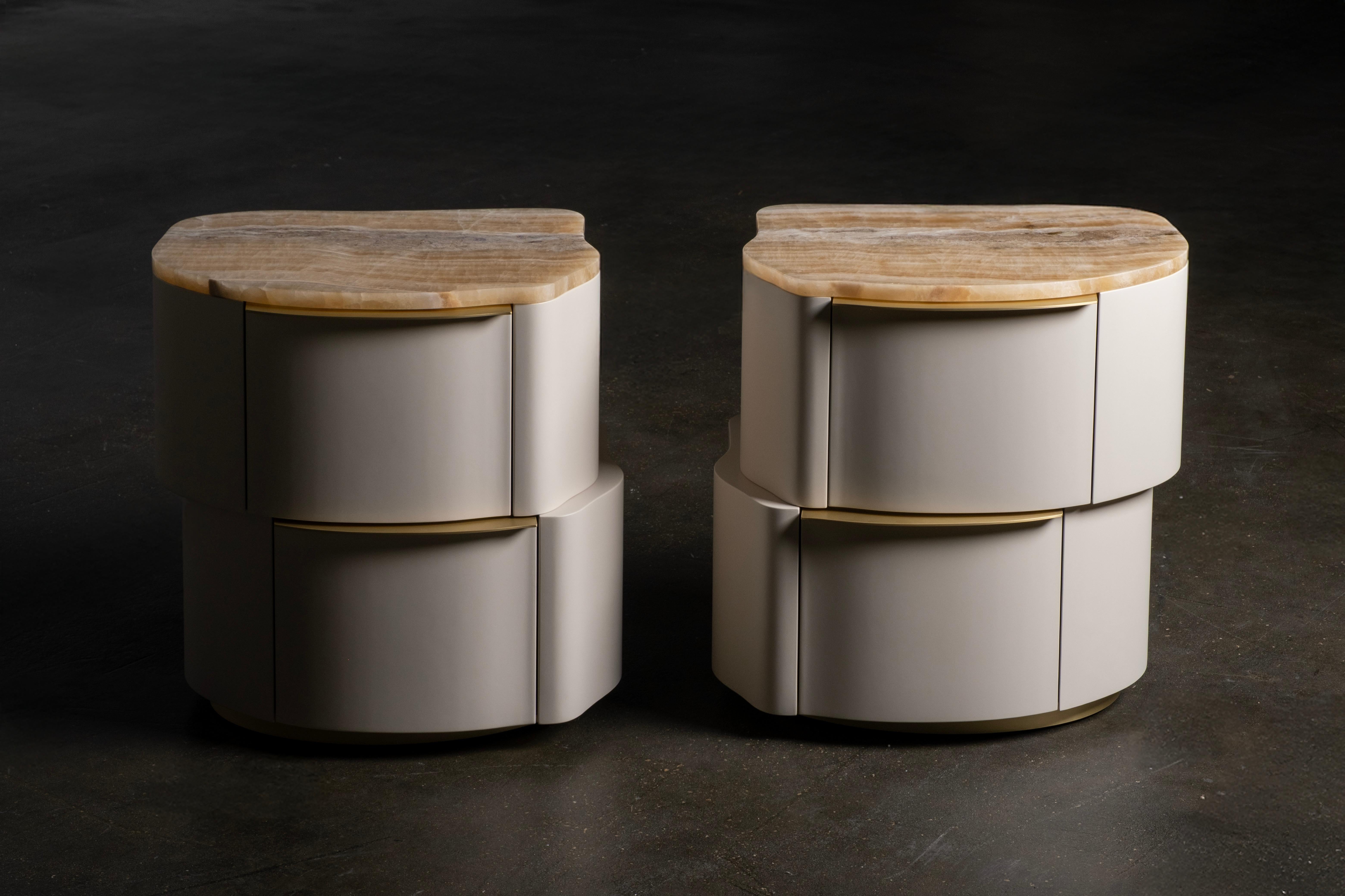 Table de chevet moderne Zambujeiro, SET/2, Miel Onyx, Handmade Portugal Greenapple en vente 5