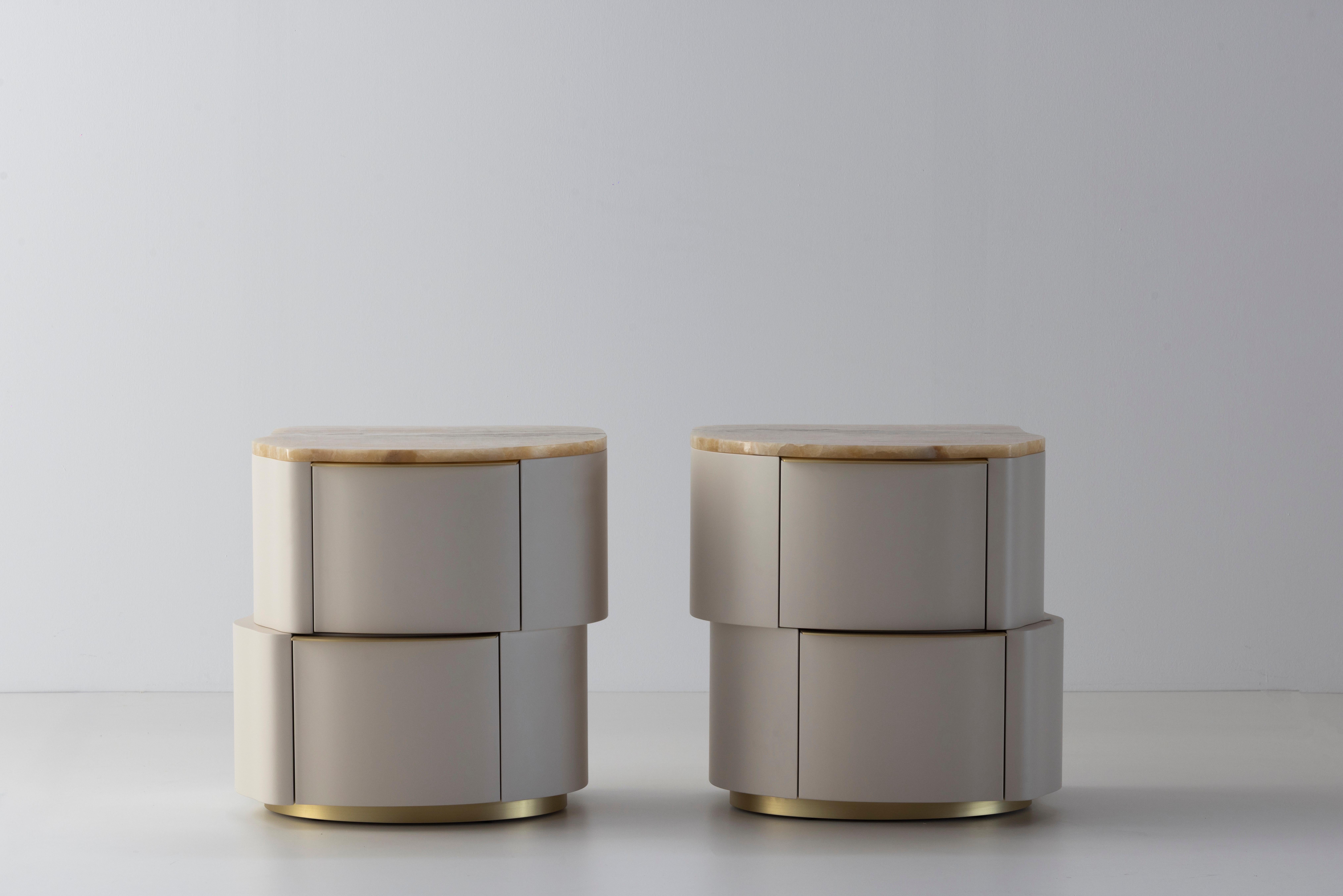 Mesilla de noche moderna Zambujeiro, SET/2, Miel Onyx, Hecho a mano Portugal Greenapple en venta 8