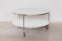 Modern Zanotta Round Coffee Table with Castor-Mounted Wheels