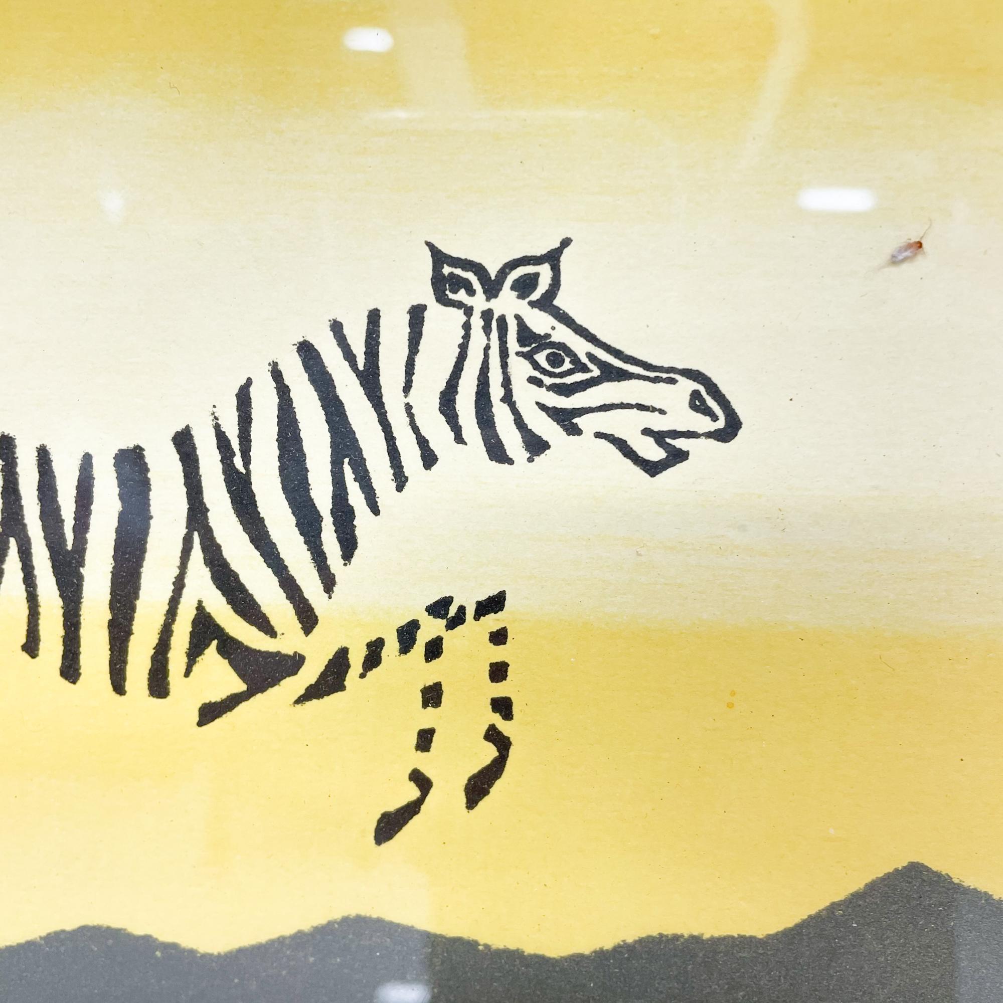 20th Century Modern Zebra on Landscape Lithograph Signed De Carlo