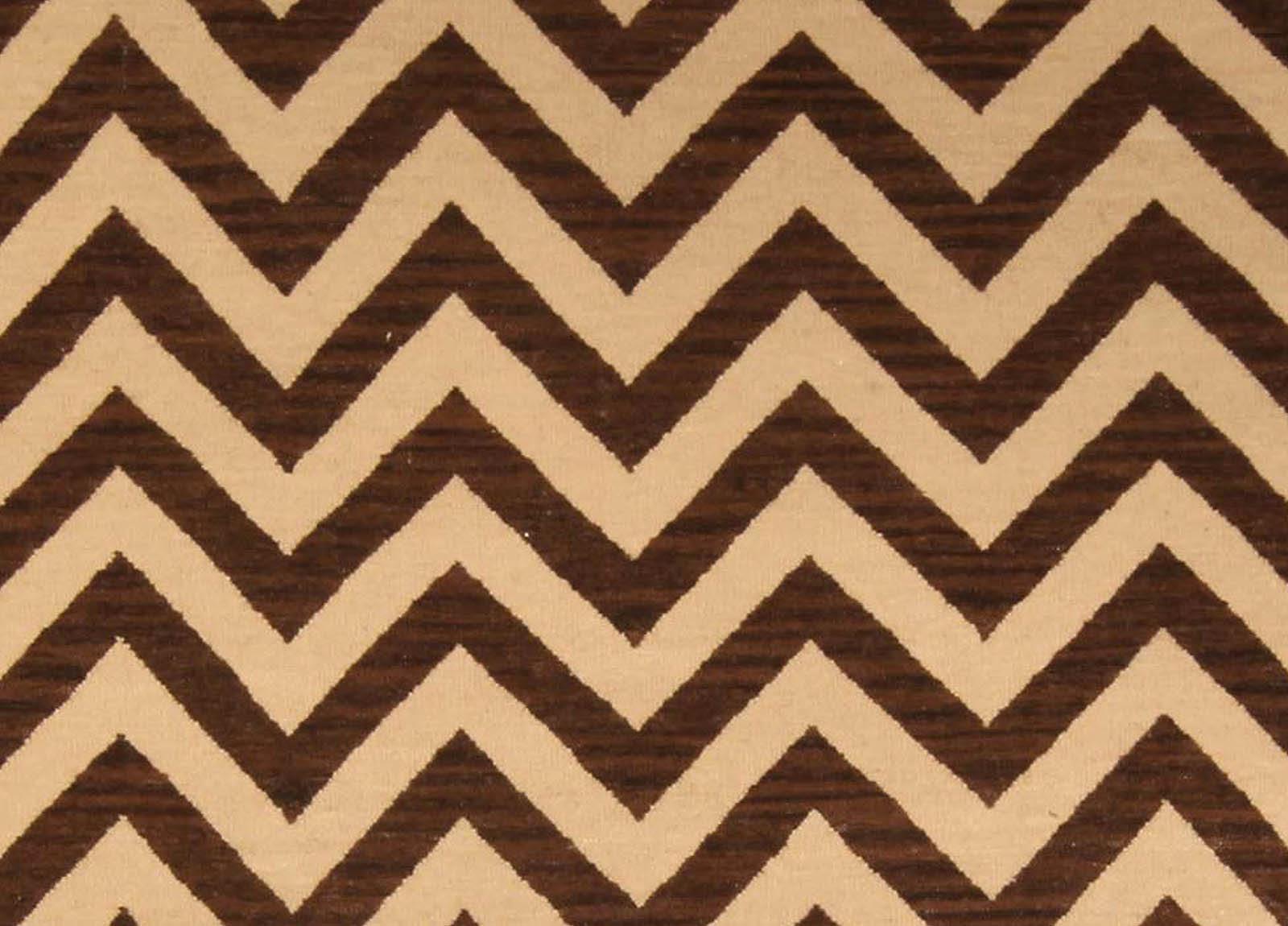 Modern Zig-Zag design handmade wool rug in brown and beige by Doris Leslie Blau
Size: 7.8
