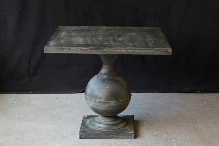 Modern Zinc Pedestal Table on Baluster Form Base with Square Top at 1stDibs