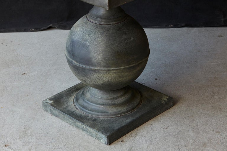 Modern Zinc Pedestal Table on Baluster Form Base with Square Top at 1stDibs