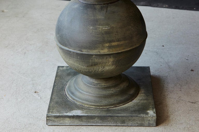 Modern Zinc Pedestal Table on Baluster Form Base with Square Top at 1stDibs