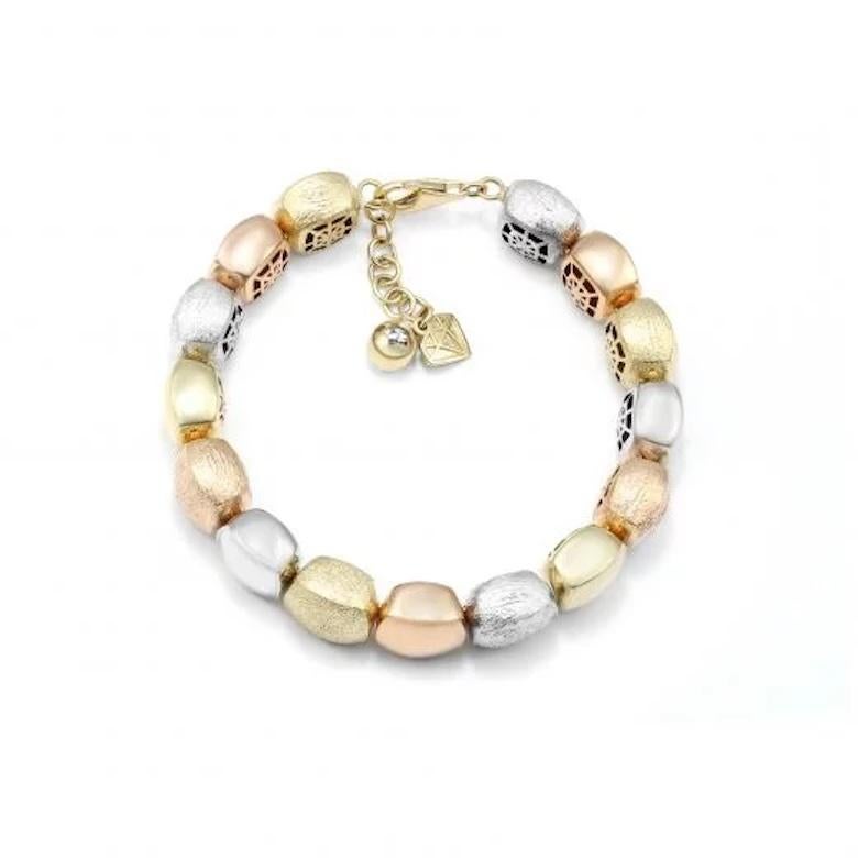 Modern Zirconia White Yellow Rose Gold Bracelet  for Her For Sale 1