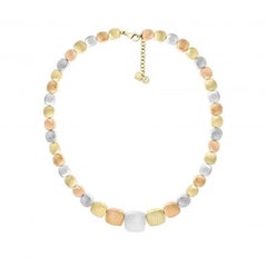 Modern Zirconia White Yellow Rose Gold Necklace for Her