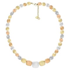Modern Zirconia White Yellow Rose Gold Necklace for Her