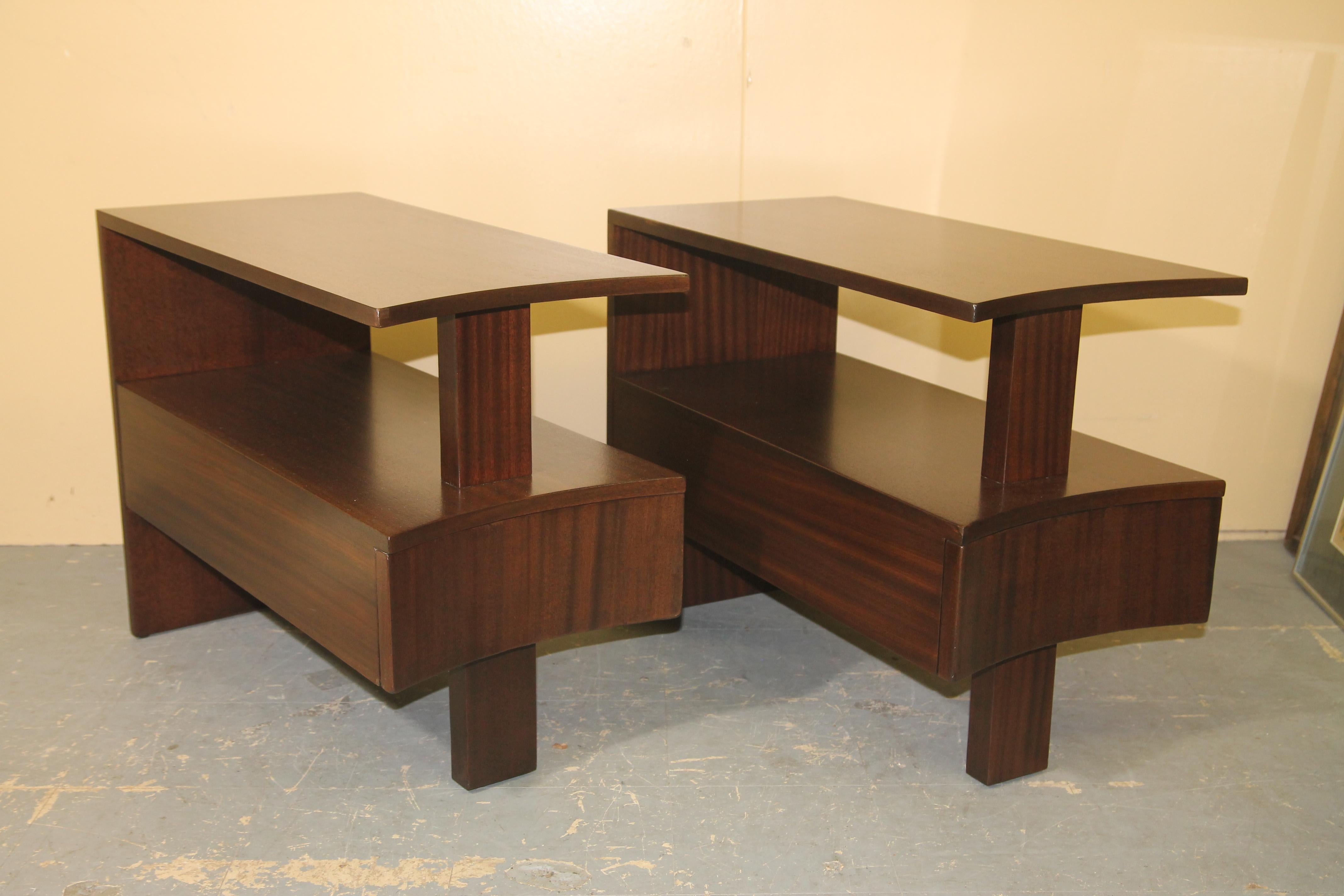 Art Deco Modernage African Mahogany Side Tables