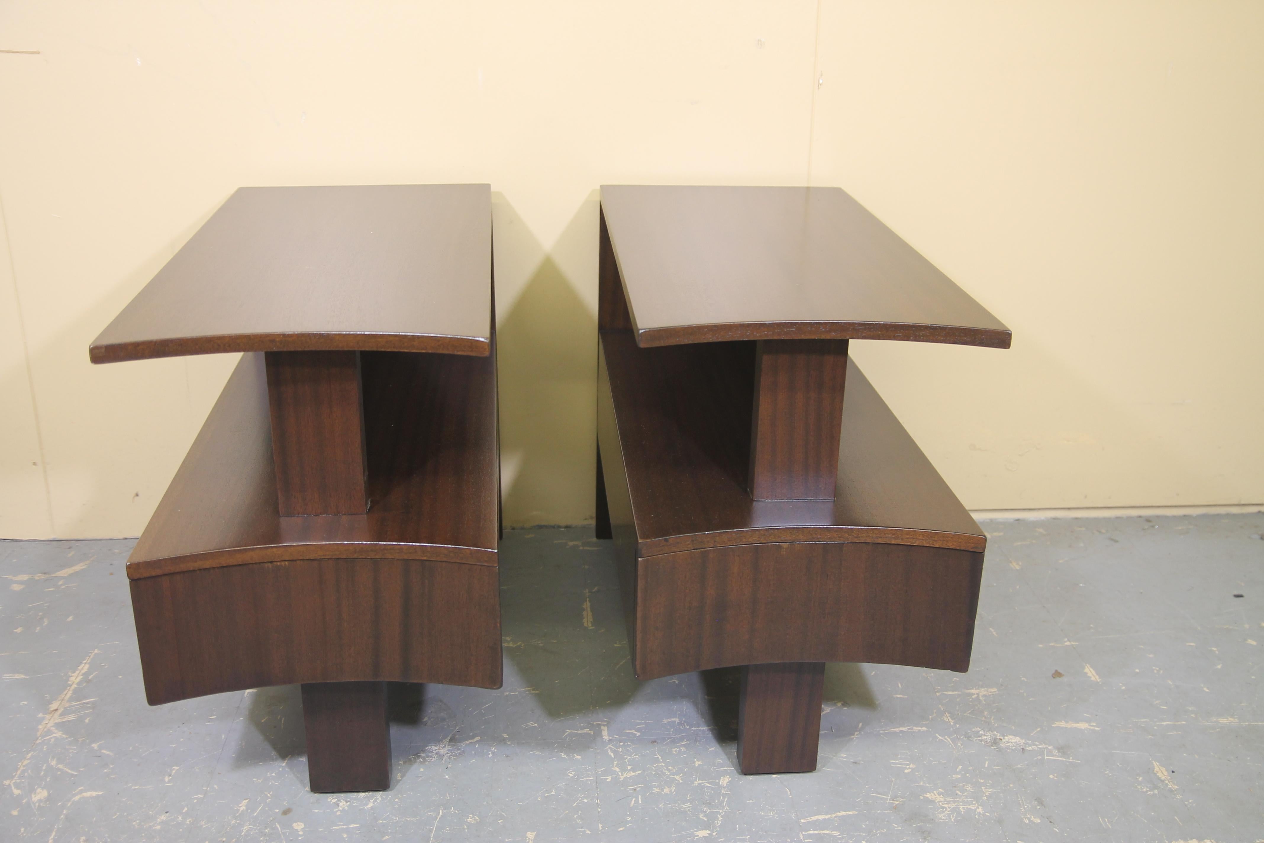 Modernage African Mahogany Side Tables In Good Condition In Asbury Park, NJ