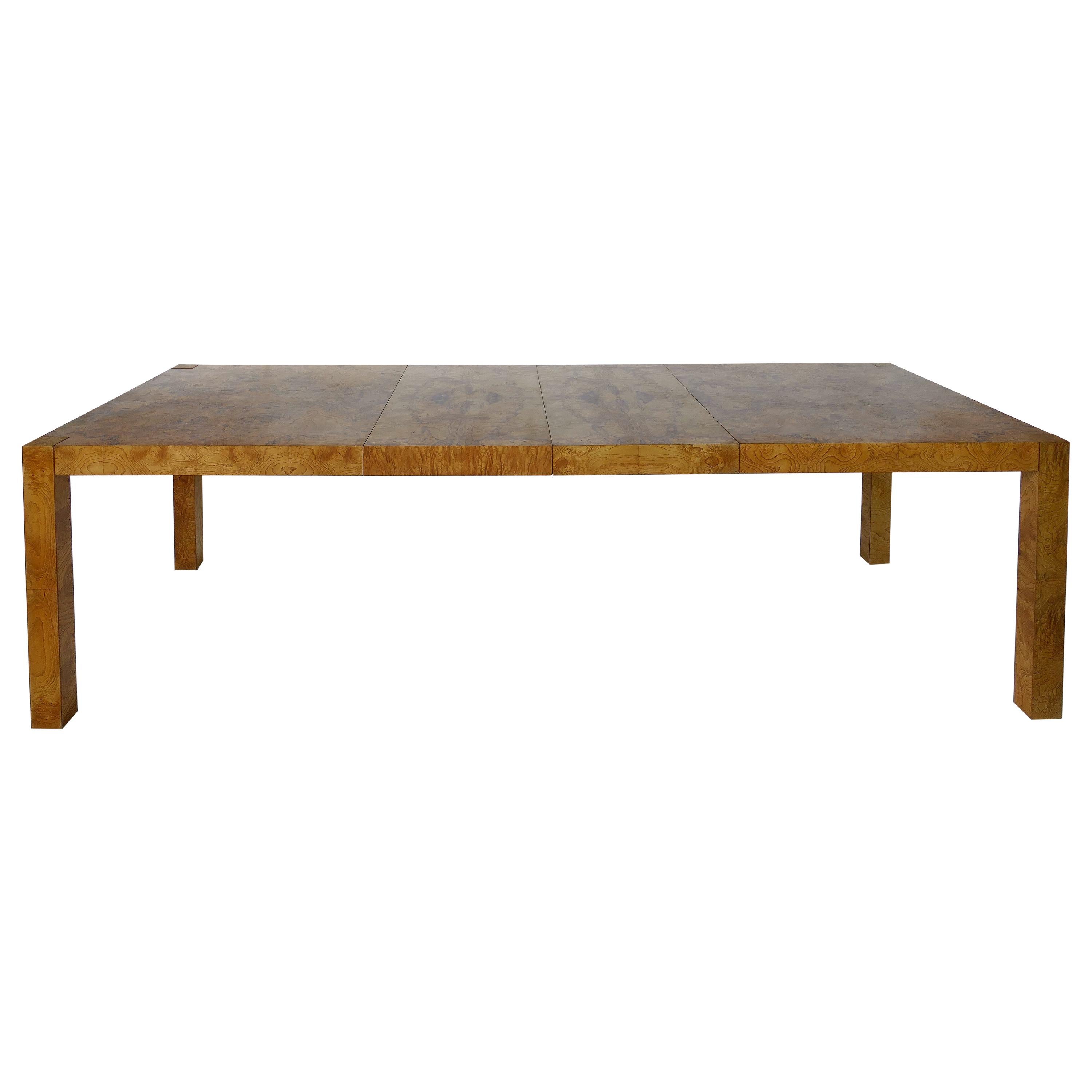 Modernage Furniture Burl Wood Dining Table with Two Additional Leaves