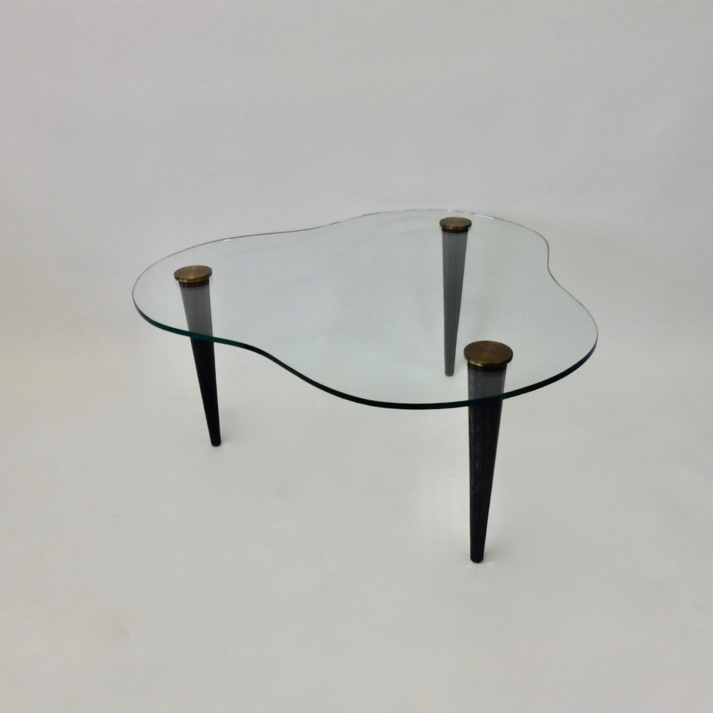 American Modernage Gilbert Rohde Style Glass Top Cloud Table