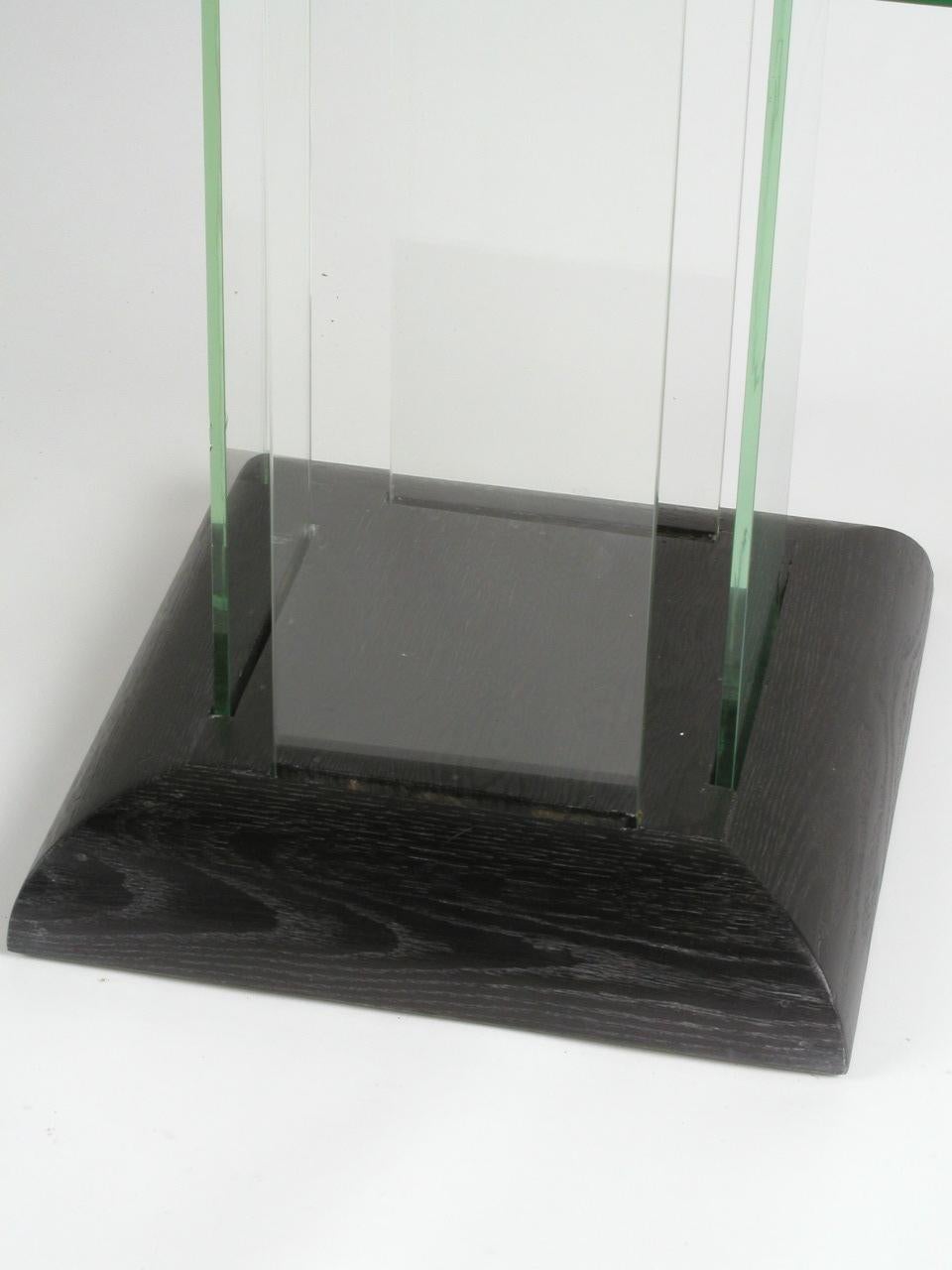 Mid-Century Modern 1940s New Era Modernage Glass Console or Dinette Table Black Ebonized Oak Base For Sale