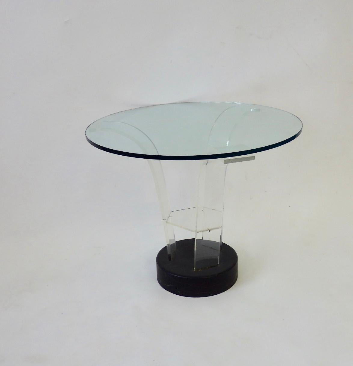 Modernage Lucite with Glass Top Art Deco Side Table 1