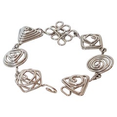 ModernArtist SilverWire Geometrische Spiralen HandmadeWithPliers Sieben Link Armband