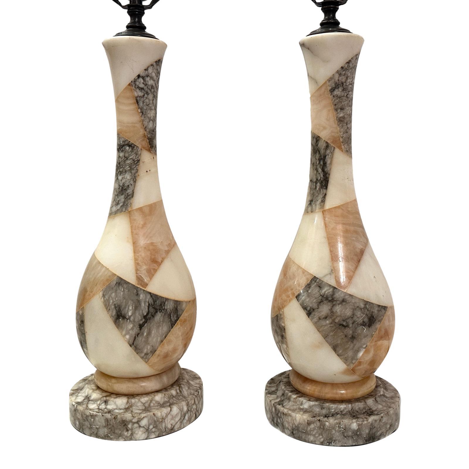 Lampes de table modernes en mosaïque d'albâtre Bon état - En vente à New York, NY