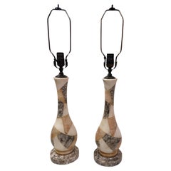 Vintage Moderne Alabaster Mosaic Table Lamps