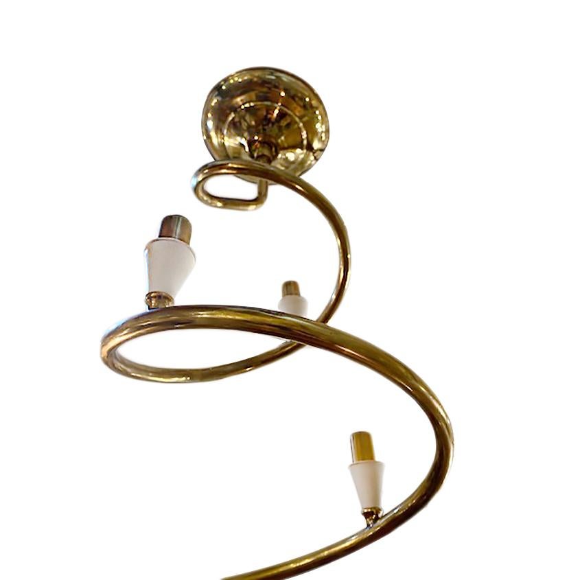 Italian Moderne Bronze Spiral Chandelier For Sale