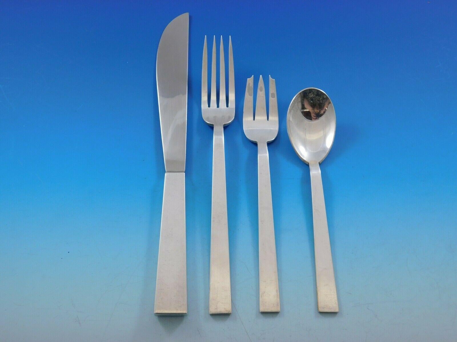 Moderne by Adra Sterling Silver Flatware Set Modernism California, 140 Pieces In Excellent Condition In Big Bend, WI
