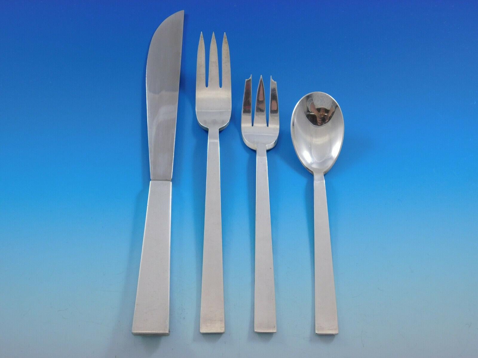 Moderne by Adra Sterling Silver Flatware Set Modernism California 78 Pcs Dinner In Excellent Condition In Big Bend, WI