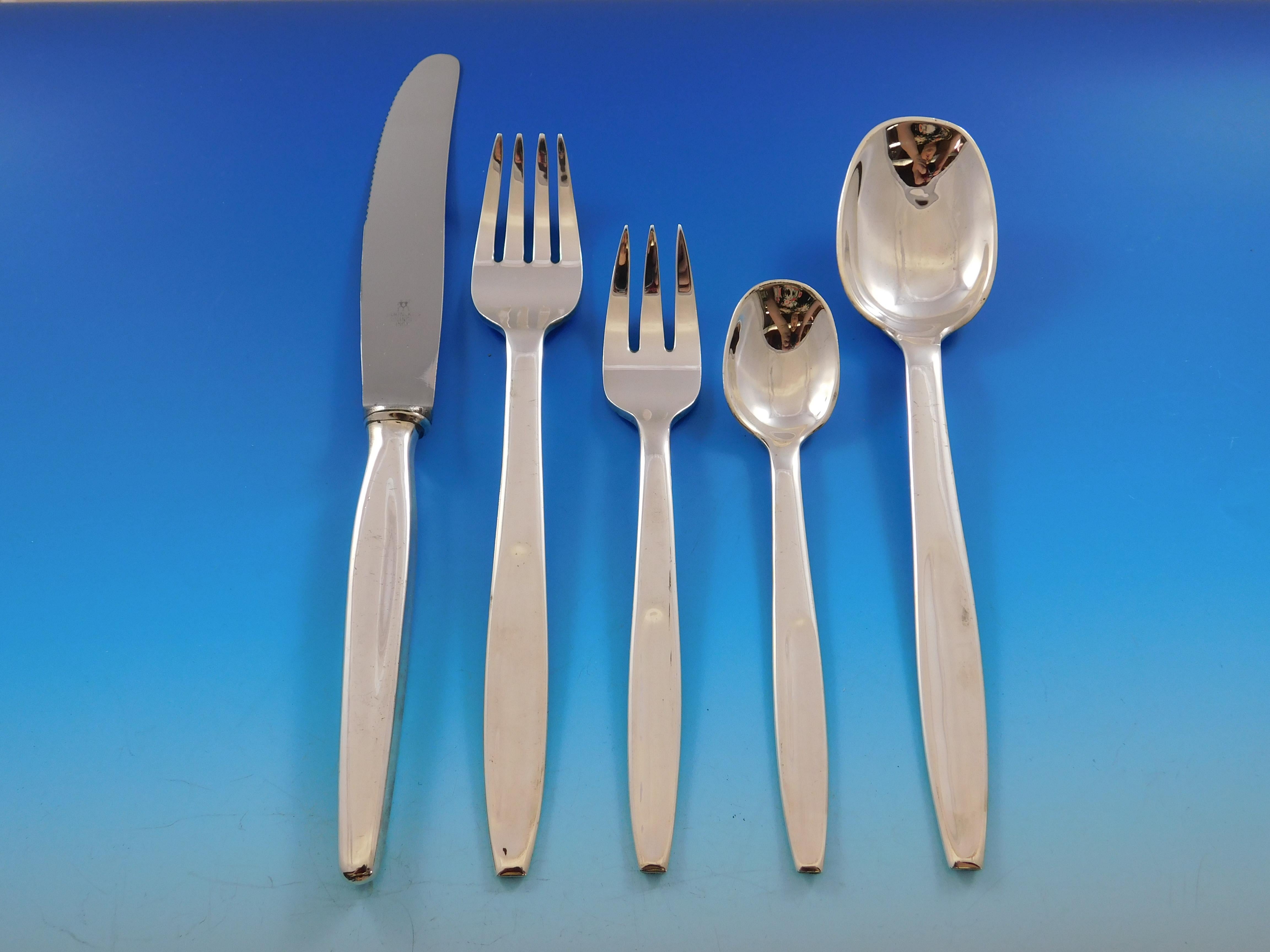 Moderne by Antonio Pineda Mexican Sterling Silver Flatware Set Service 40 Pcs In Excellent Condition In Big Bend, WI