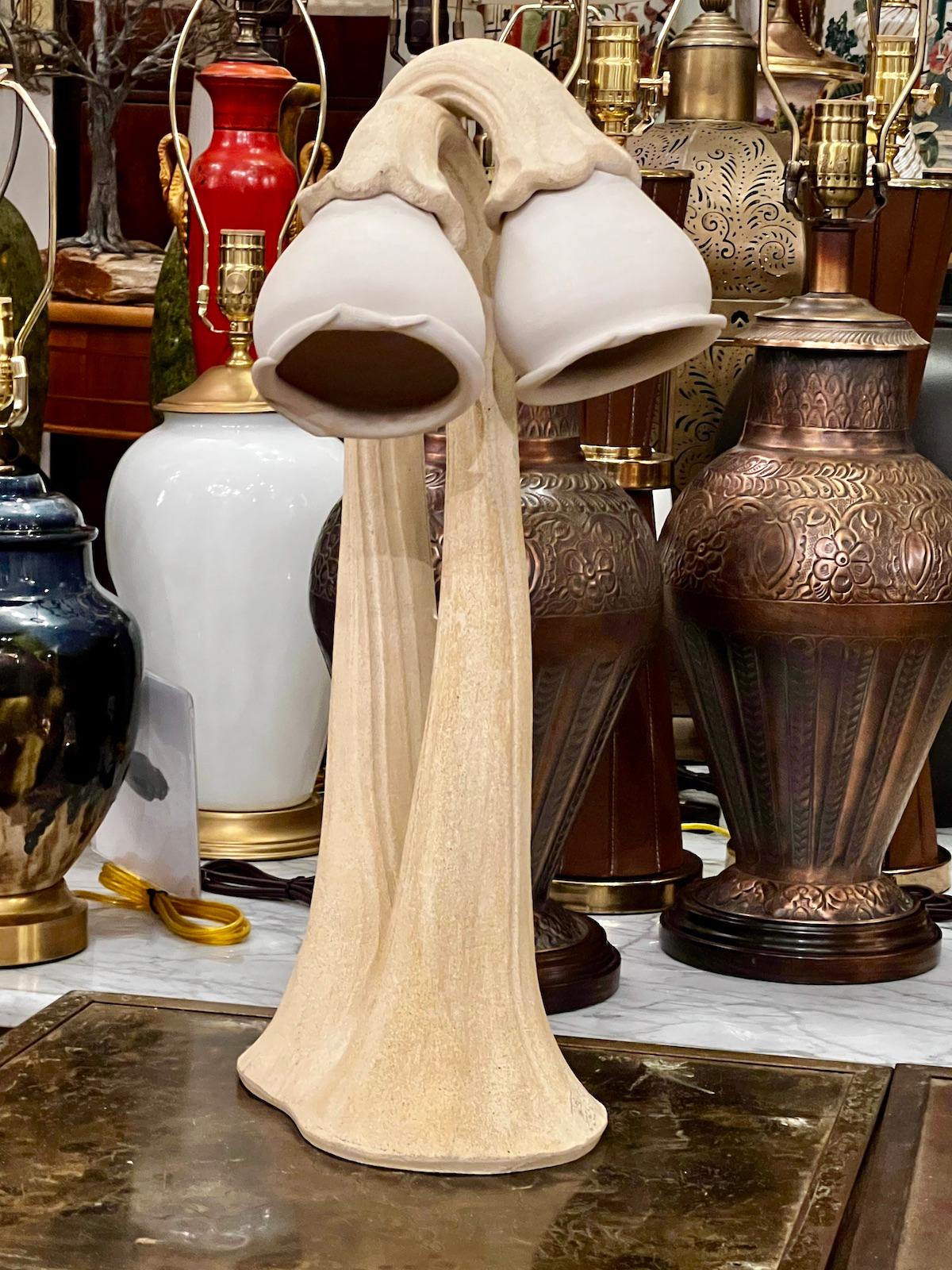 Ceramic Moderne Flower Shaped Lamps For Sale