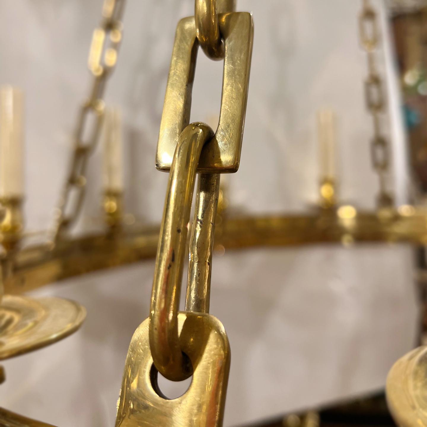Moderne Gilt Bronze Chandelier In Good Condition For Sale In New York, NY
