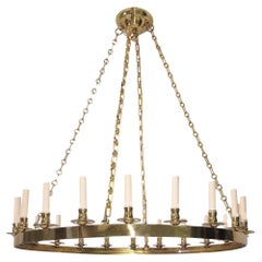 Vintage Moderne Gilt Bronze Chandelier