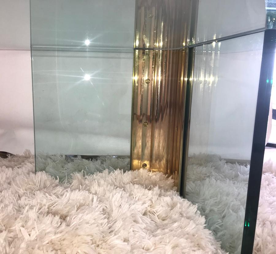Moderne Gilt Coffee Table with Glass Top In Good Condition For Sale In New York, NY