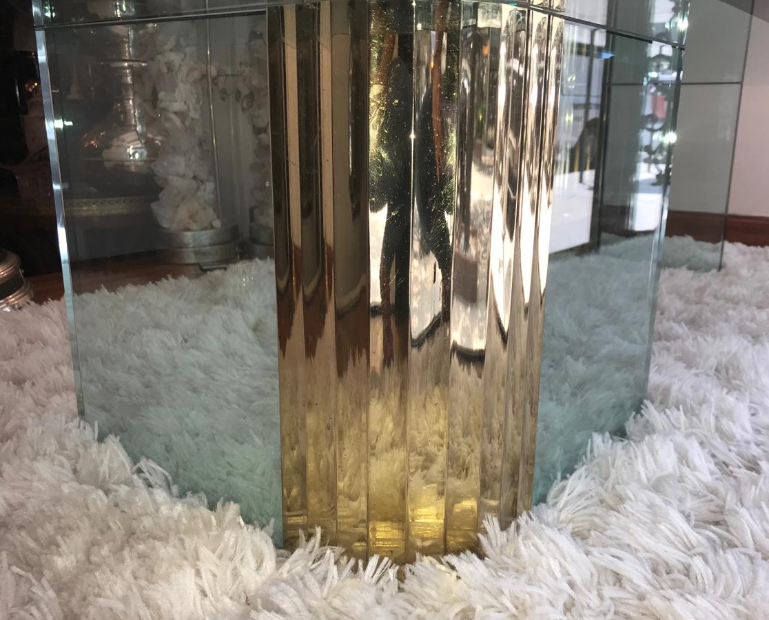 Moderne Gilt Coffee Table with Glass Top For Sale 1