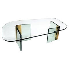 Moderne Gilt Coffee Table with Glass Top