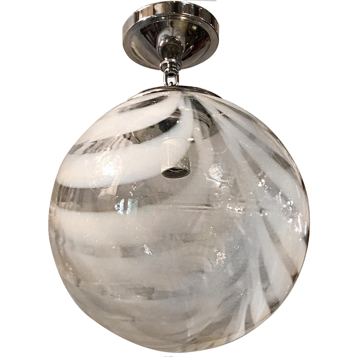 An Italian circa 1960s Moderne light fixture with white and clear ribbon glass.

Measurements:
Drop :17.5